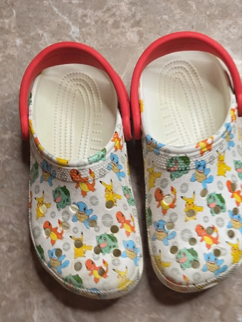 CROCS Kids' White Pokémon Clogs with Red Strap
